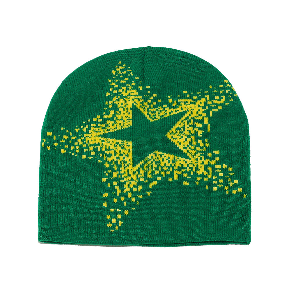 American Street Y2K Star Woolen Hat For Autumn And Winter, With Hip-hop Vibe And Warmth. Five-pointed Star Knitted Cold Hat For Keeping You Warm Outdoors