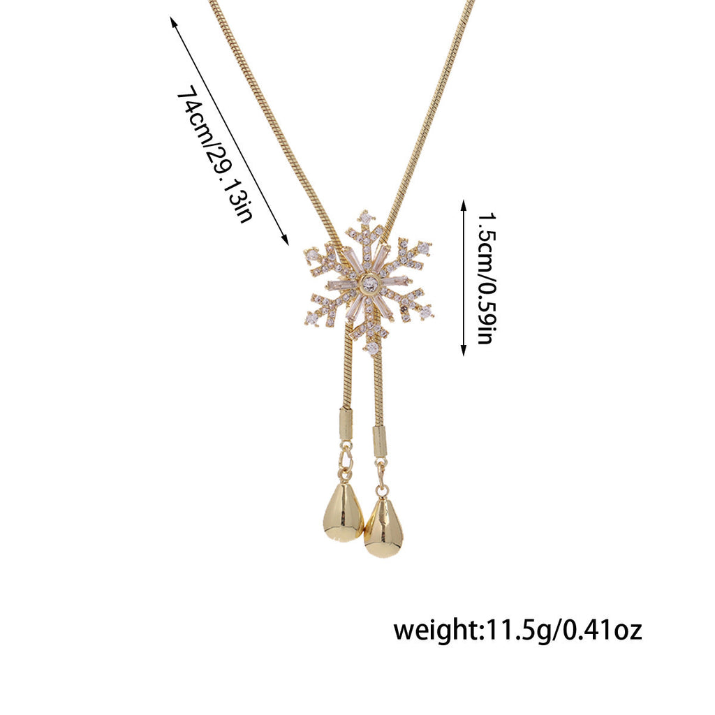 Pull-Out Zircon Snowflake Long Necklace For Women, Accessible Luxury, High-End, Elegant, Fashionable And Versatile Necklace Sweater Chain