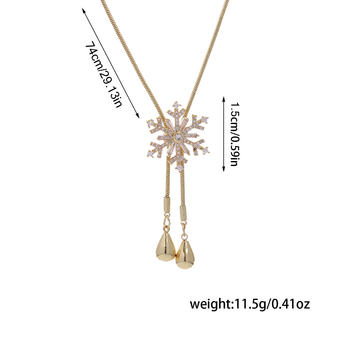 Pull-Out Zircon Snowflake Long Necklace For Women, Accessible Luxury, High-End, Elegant, Fashionable And Versatile Necklace Sweater Chain