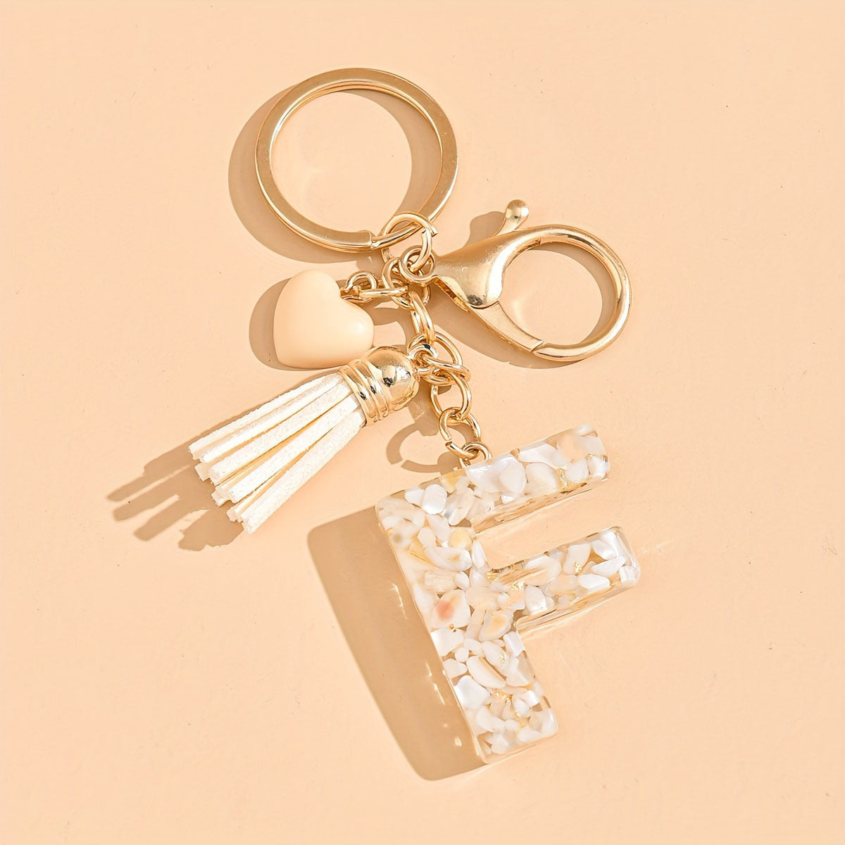 Letter Heart Tassel Keychain Bag