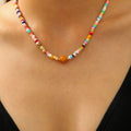 Rugby Pendant Colorful Bead Choker Necklace