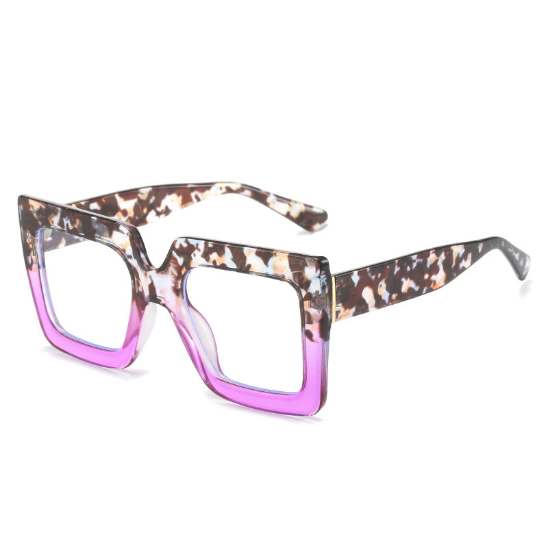 Ladies' Fashionable Thick Square Simple Large Frame Glasses