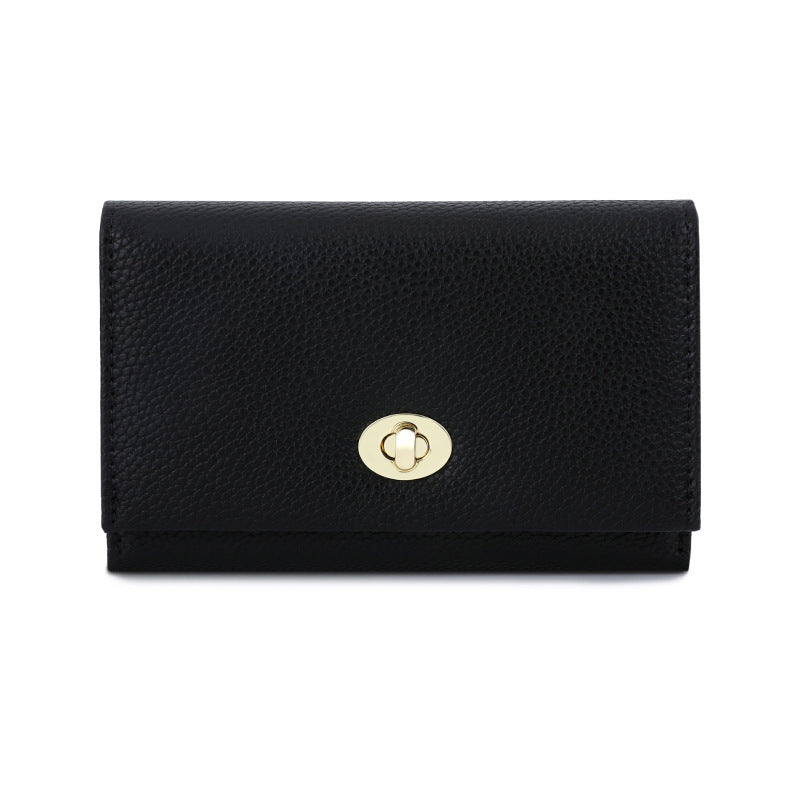 Luxury Leather Influencer-Style Womens Wallet With A Lock Closure
