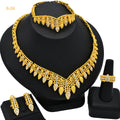 Women's Saudi Bridal Necklace Bracelet Earrings Four-piece Ring Set