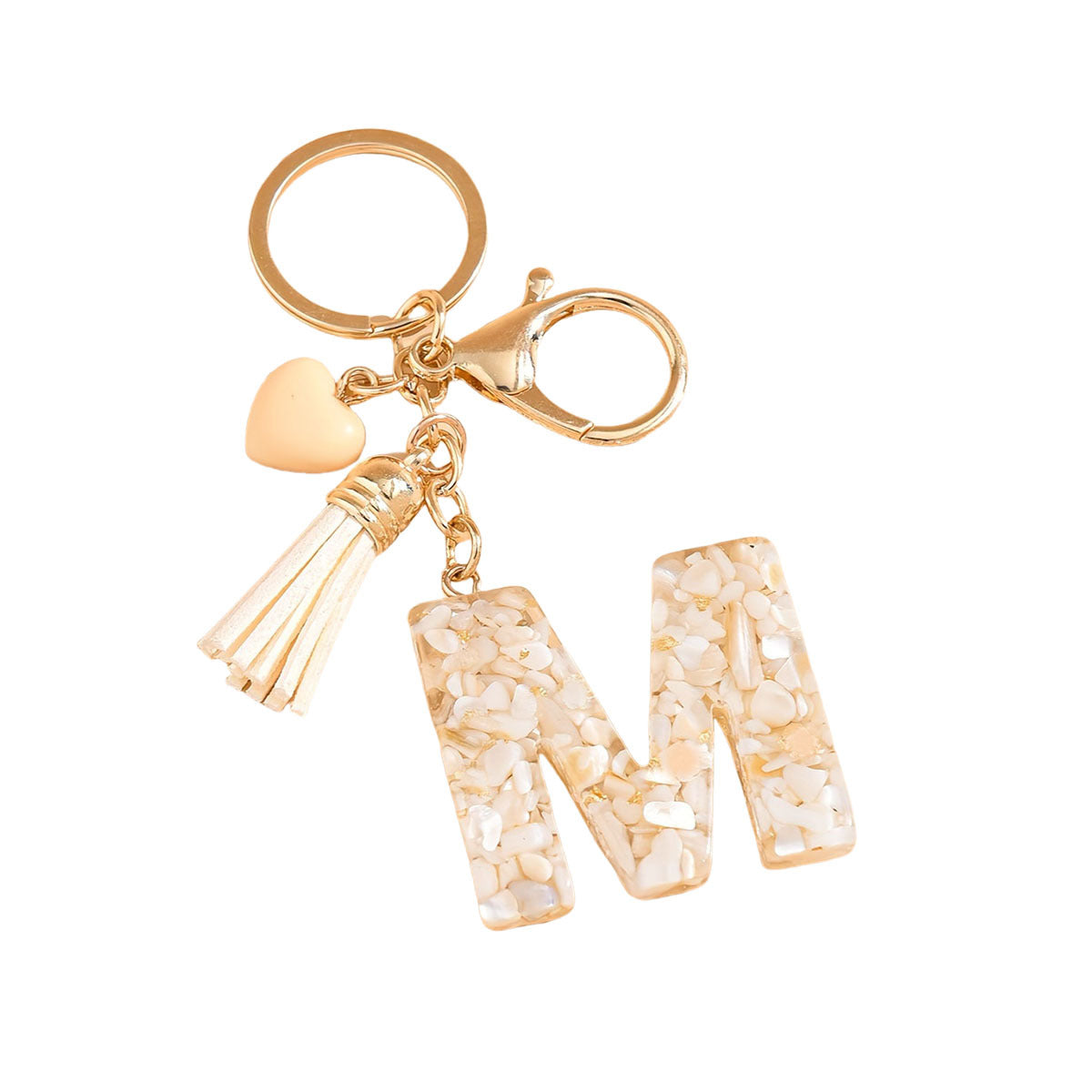 Letter Heart Tassel Keychain Bag