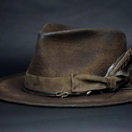 Wool Wide-brimmed Denim Distressed Vintage Jazz Top Hat