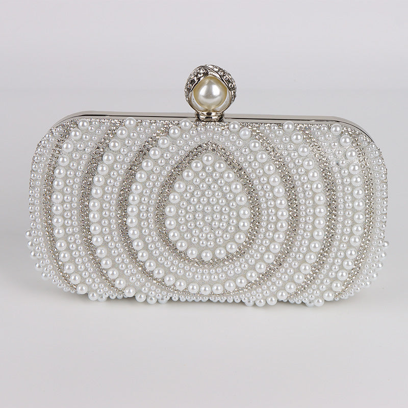 Diamond-encrusted Evening Ladies' Pearl Clutch Bag