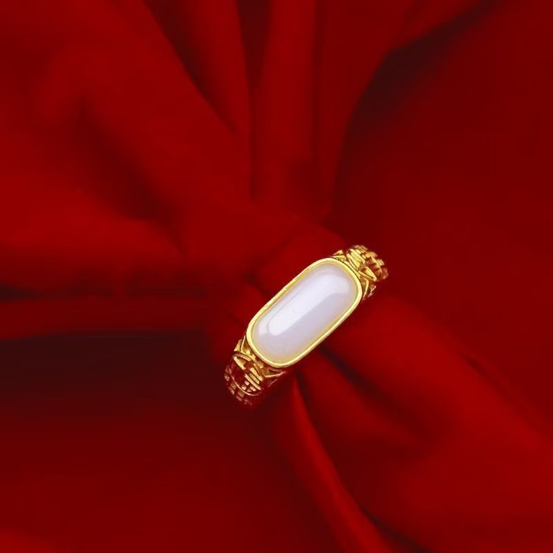 Vietnamese Gold-Plated Rings With Pigeon Egg-Shaped Designs, Fortune And Prosperity Symbols, And Coin Inlays, Floral Designs, Factory Direct Supply, One-Piece Dropshipping
