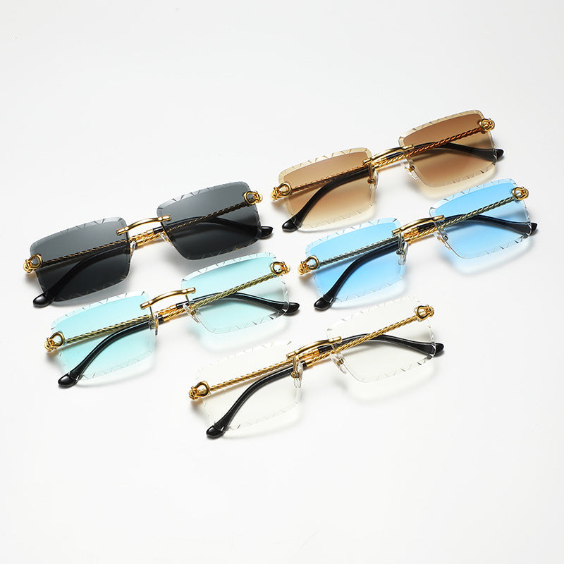 Women's Fashion Frameless Trimming Square Sunglasses