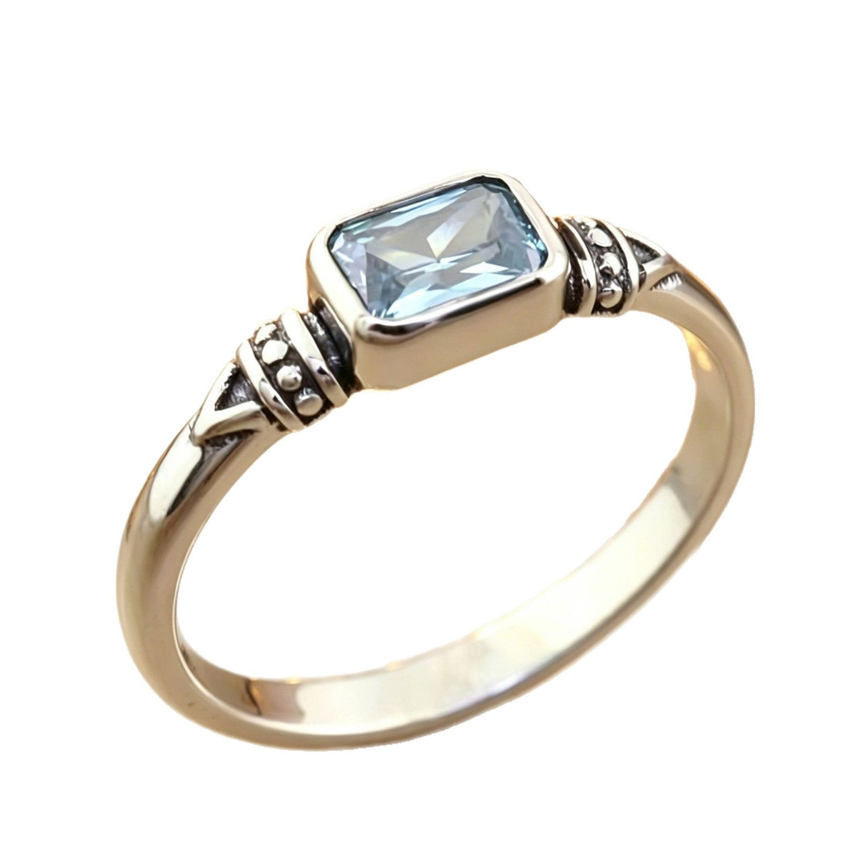 Yanbai Light Luxury Design Ring, Silver Blue Zircon Elegant Versatile Light Luxury Ring For Women, Copper Micro-Inlaid Zircon