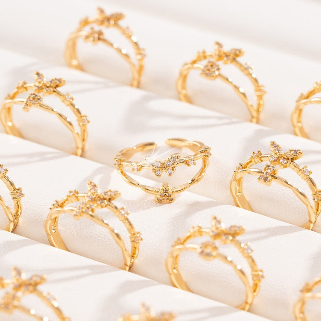 Affordable Luxury Double-layer Open Butterfly 26-letter Ring For Women