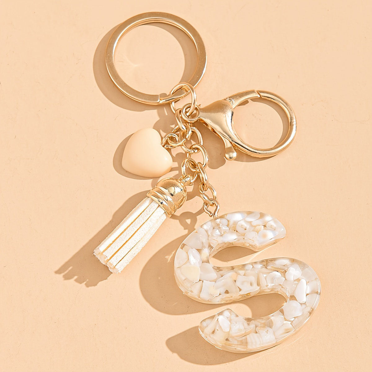 Letter Heart Tassel Keychain Bag