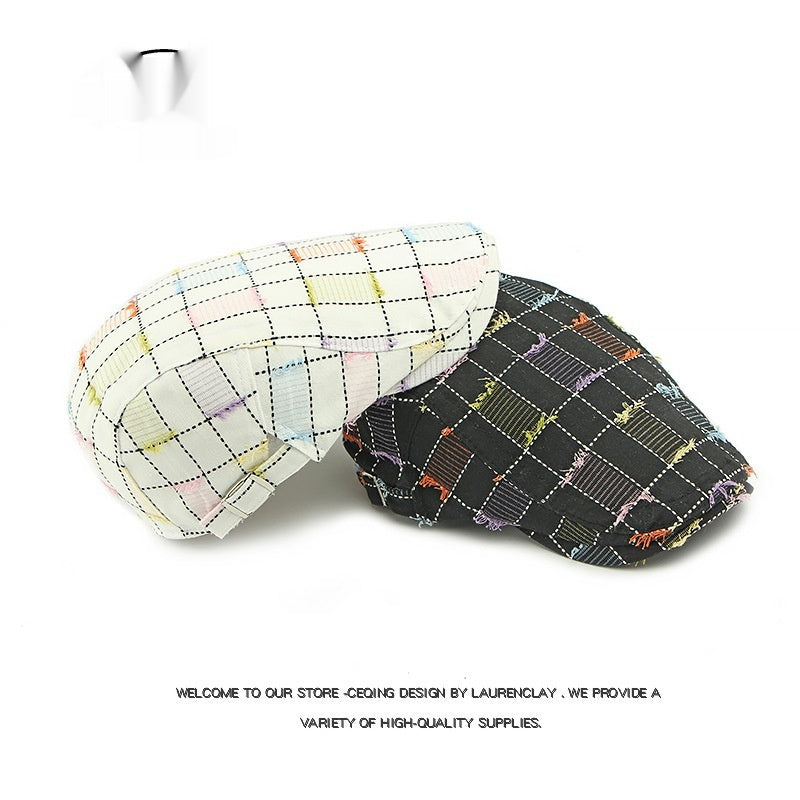 British-style Vintage Plaid Beret For Women