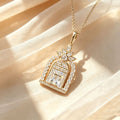 Full Zircon Castle Happiness Door Necklace For Women, Light Luxury High-End Clavicle Chain, Unique Design, Sparkling Pendant, Fashionable
