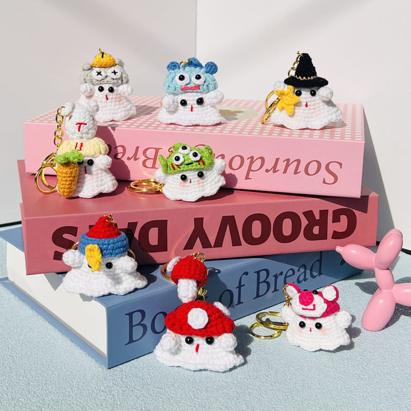 Finished Keychain With A Little Ghost Weaving Pendant