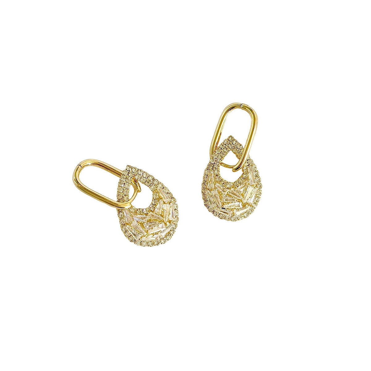 Japanese And Korean Fashion Exquisite High-End Full Zirconia Teardrop Two-Way Earrings For Women Socialite Style Niche Design Earrings