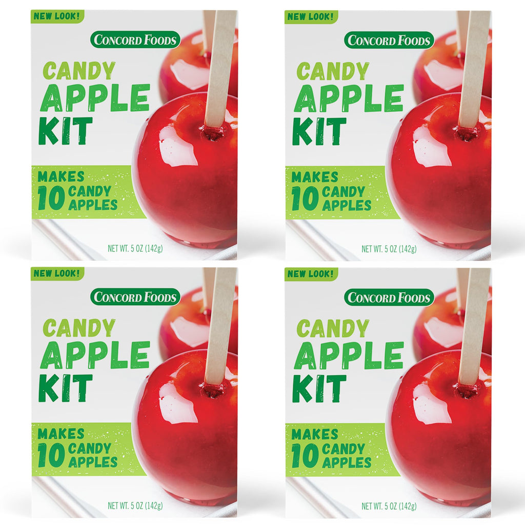 Sweeten-the-Season Candy Apple Kit – Classic Red Candy Coating Mix with 10 Sticks (Pack of 4)