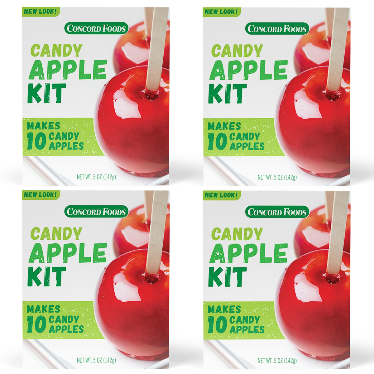 Sweeten-the-Season Candy Apple Kit – Classic Red Candy Coating Mix with 10 Sticks (Pack of 4)