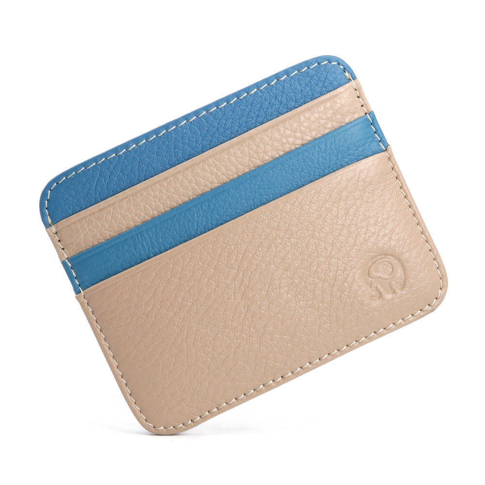 First Layer Cowhide Coin Purse Bus Card Holder