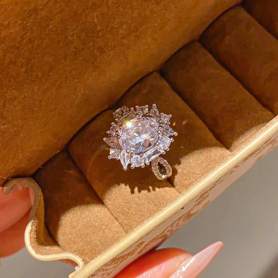 Zircon Oval Open Ring, Simple And Stylish, Unique Minimalist Style, Index Finger Ring, Light Luxury, High-End Feel, Wholesale Jewelry