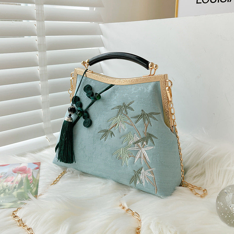 Lucky Bamboo Embroidery Handbags Women