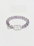 Natural Amethyst  Clear Quartz Pixiu Bracelet Wealth Round Beaded Chain Wisdom Energy Jewelry For Women