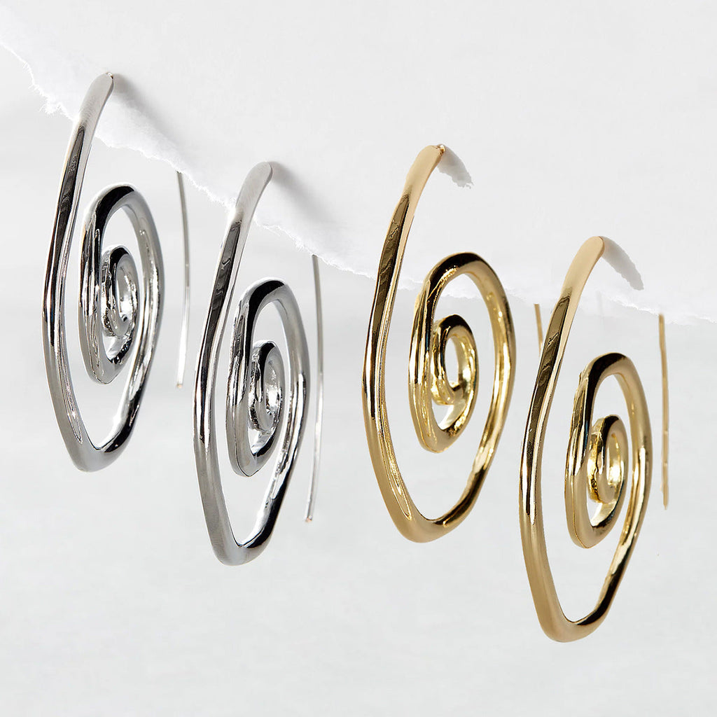 Women Smooth Alloy Twisted Hoop Earrings