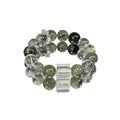 Natural Green Phantom  Clear Quartz Bracelet Brass Bead Round Chain Unisex Wealth Energy Jewelry