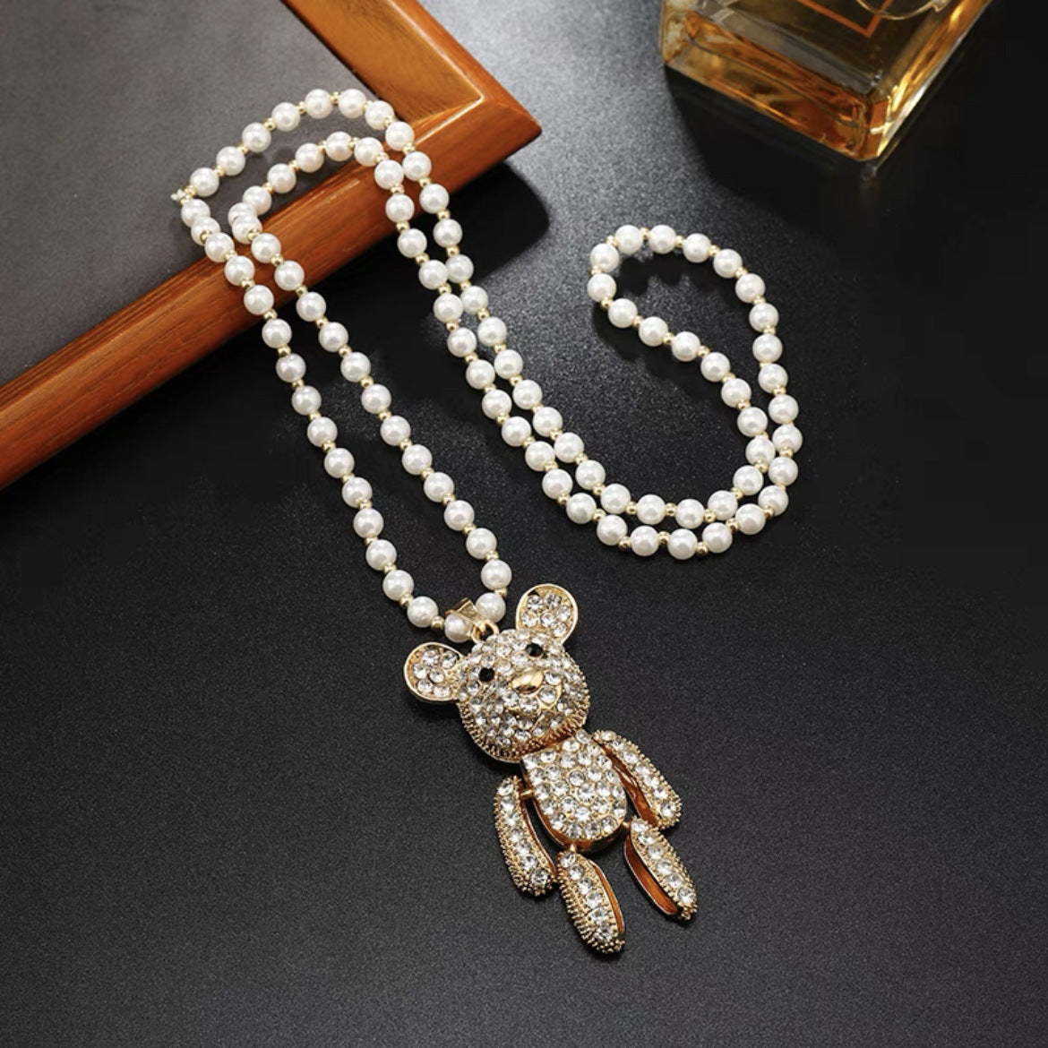 Korean Style Versatile Fashion Flower Sweater Chain Autumn And Winter Accessories Long Necklace Women's High-End Cat's Eye Pendant Camellia
