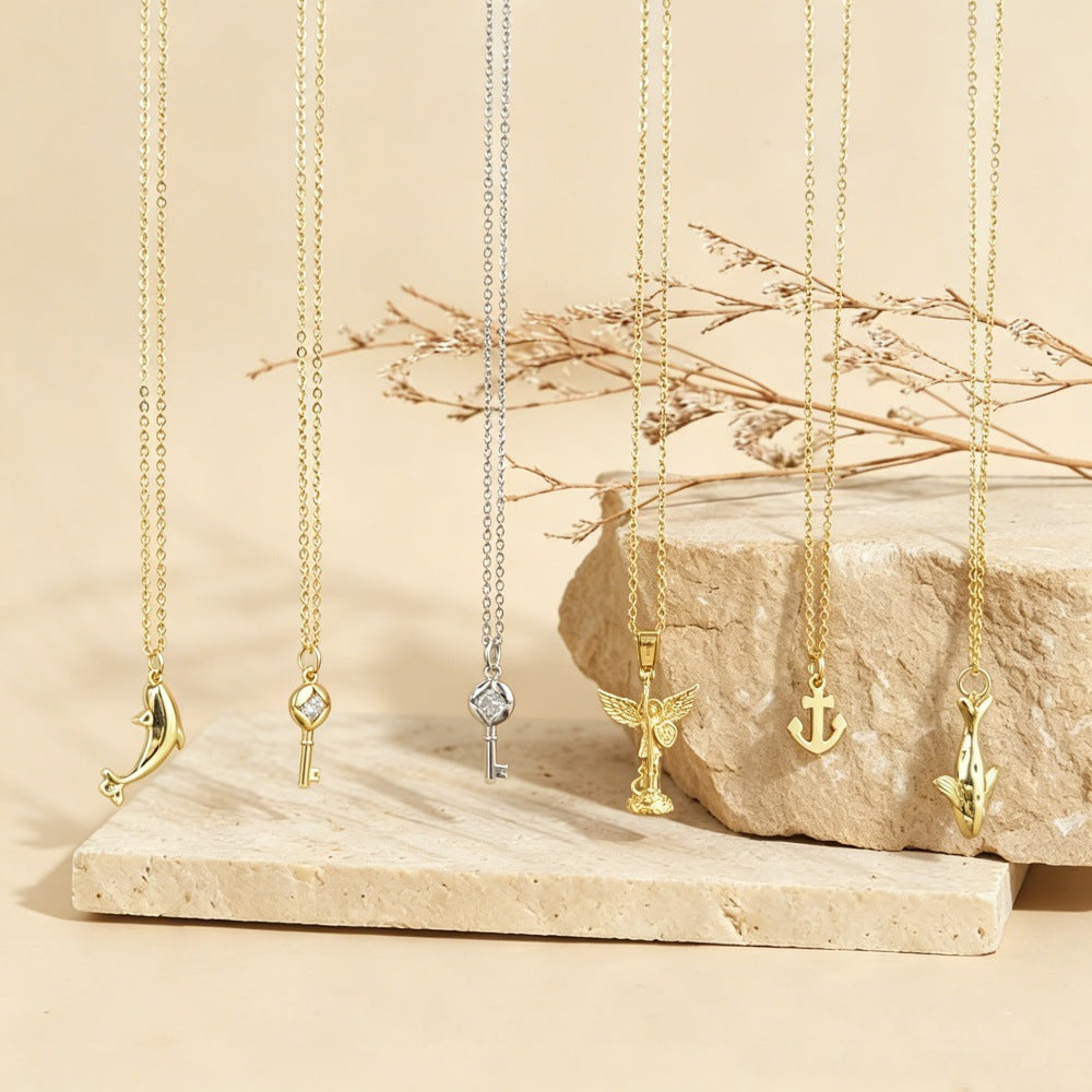 Ocean-themed Copper Necklace With 14k Gold Plating