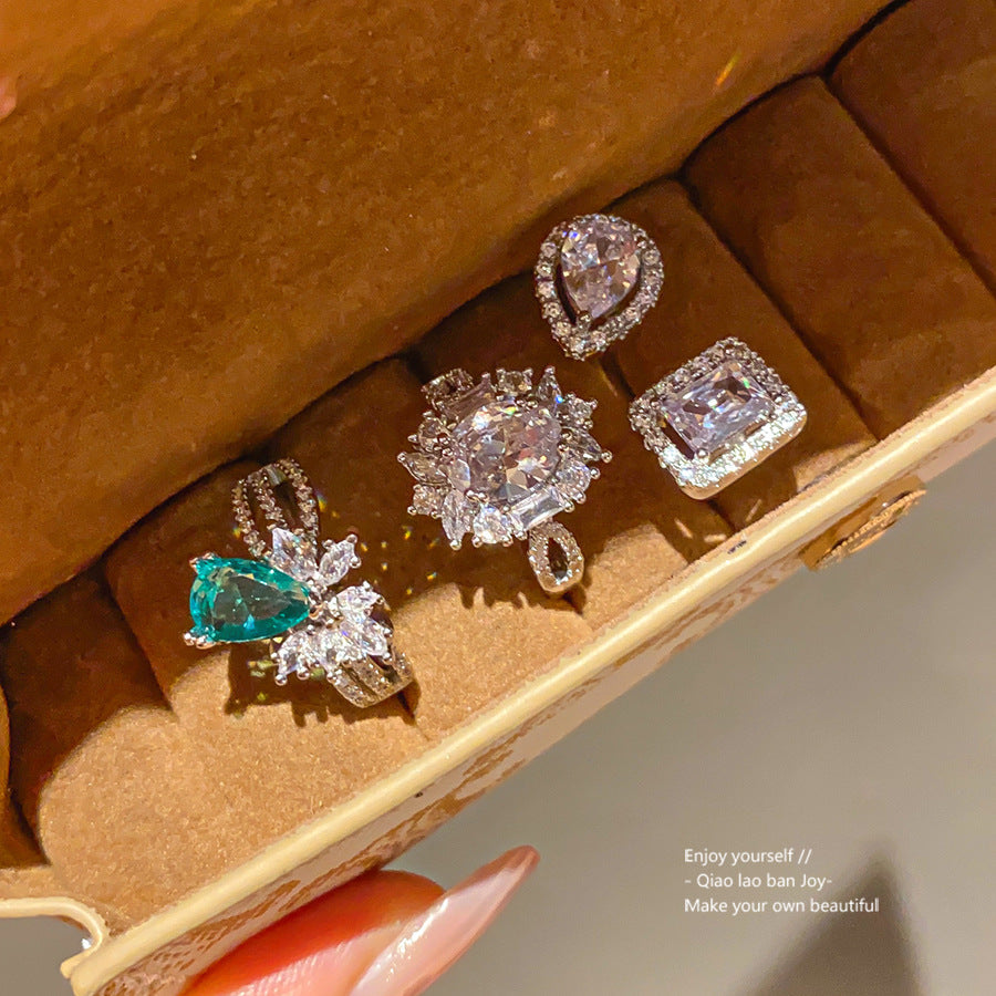 Zircon Oval Open Ring, Simple And Stylish, Unique Minimalist Style, Index Finger Ring, Light Luxury, High-End Feel, Wholesale Jewelry