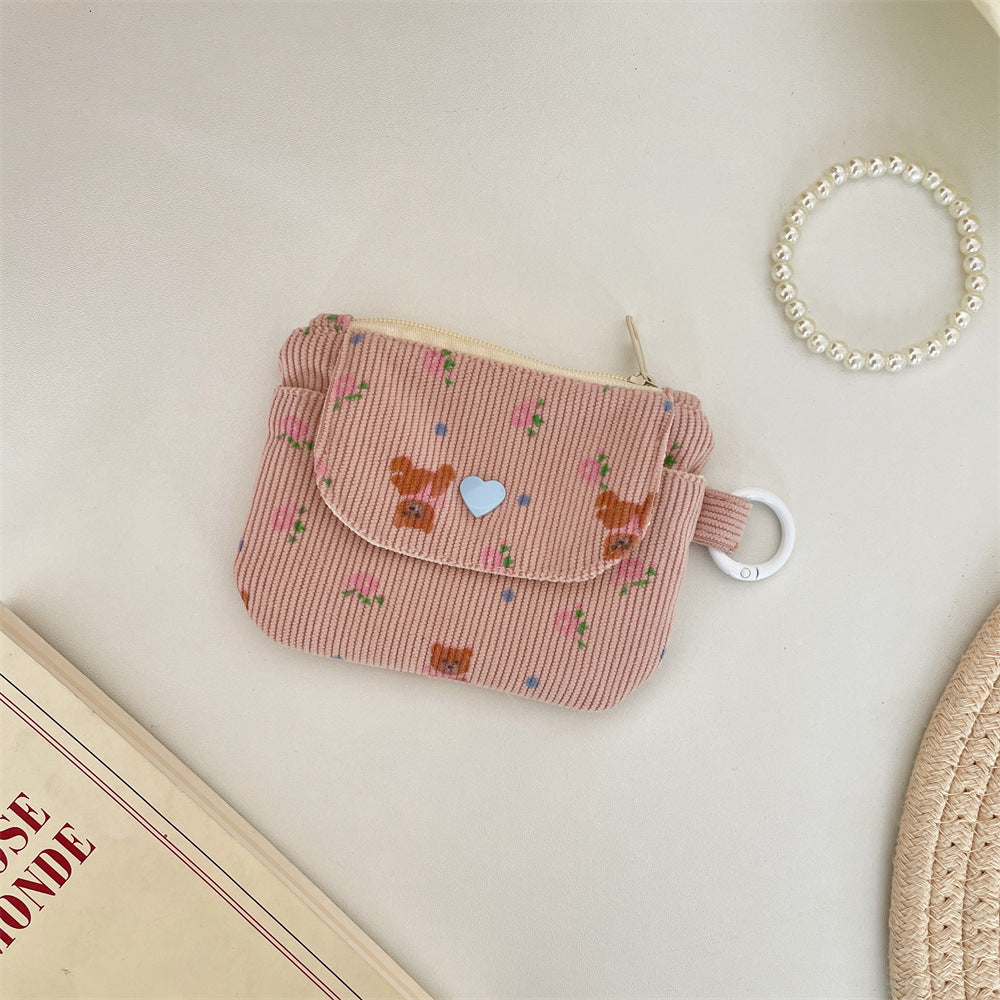 Corduroy Printed Coin Purse For Women