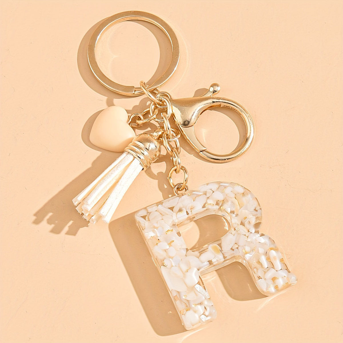 Letter Heart Tassel Keychain Bag