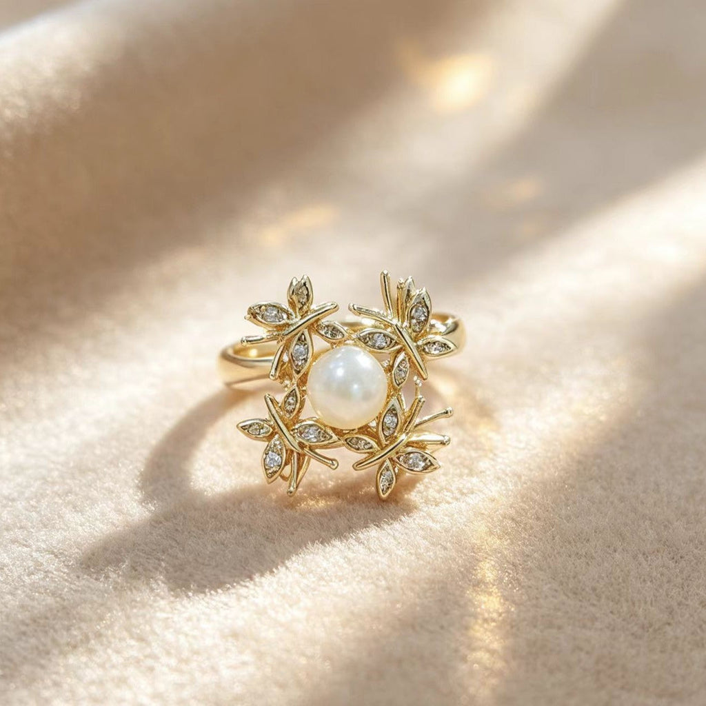 Micro-paved Butterfly Rotating Open-ended Zircon Ring