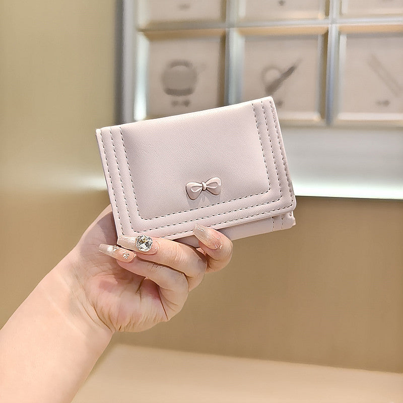 Solid-color Korean-style Cute Bowknot Wallet