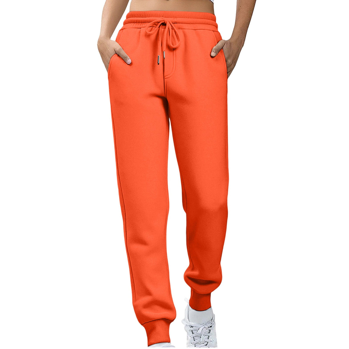 Womens Fleece Sweatpants Solid-color Joggers