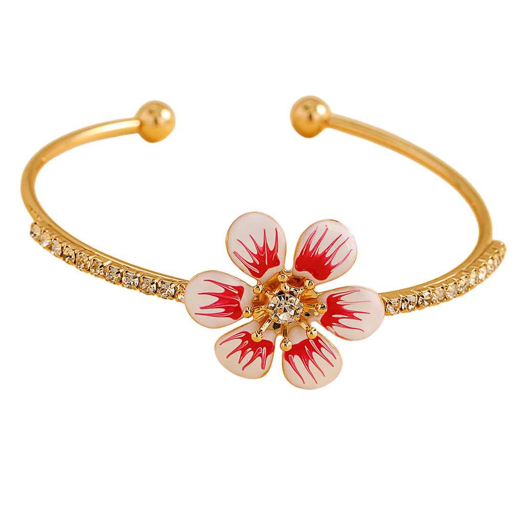 Dripping-oil Flower Open Bracelet For Women Light Luxury Style