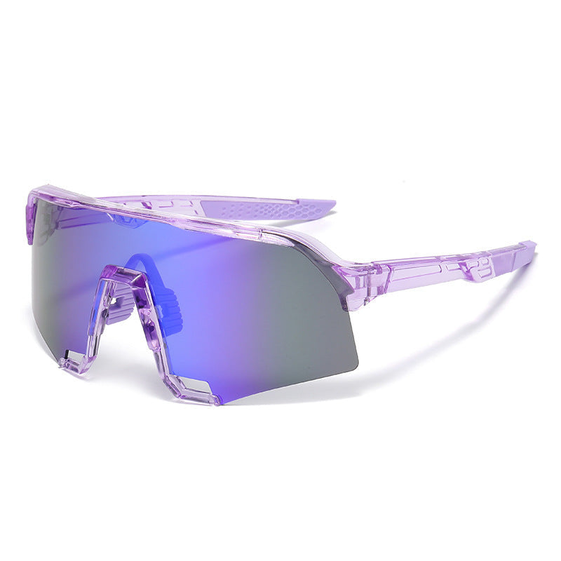 Wraparound Shield Sports Sunglasses Uv400 Protective Mirrored Lens Lightweight Transparent Frame Eyewear Non Slip Temple Tips Suitable For Cycling,fishing,running And Various Outdoor Sports Activities
