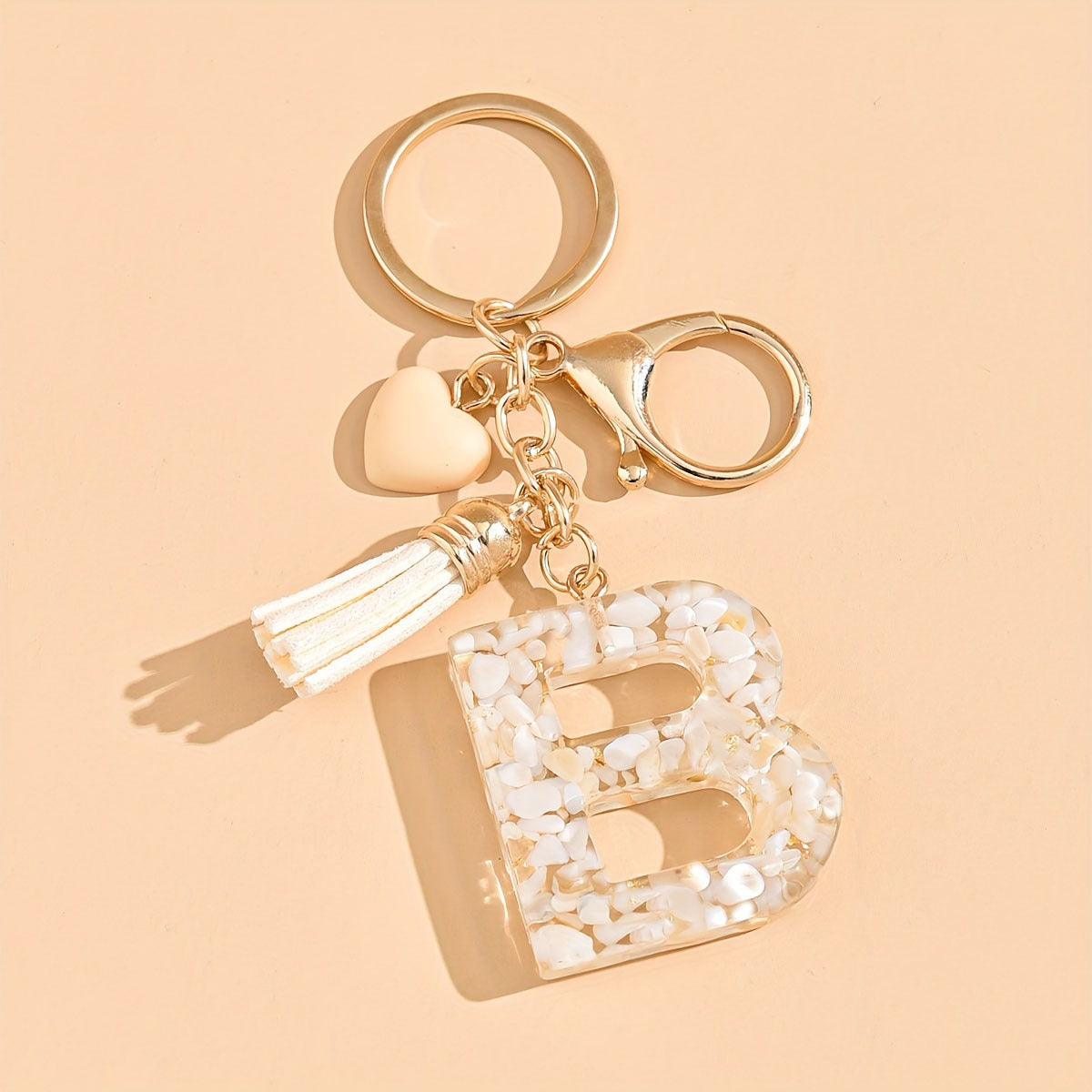Letter Heart Tassel Keychain Bag