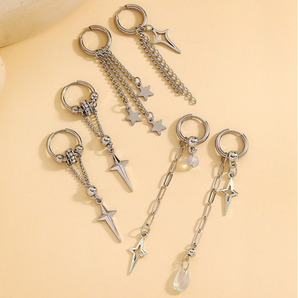 Punk XINGX Tassel Ear Clip Niche Stainless Steel