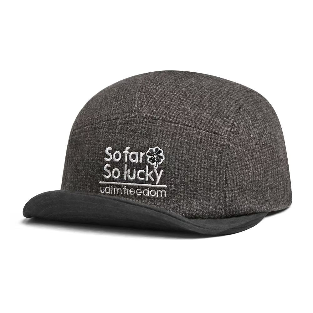 Korean-style Multi-color Lettered Soft Brimmed Baseball Cap For Autumn And Winter, Featuring Retro Small-checkered Pattern. Trendy And Versatile Casual Hat