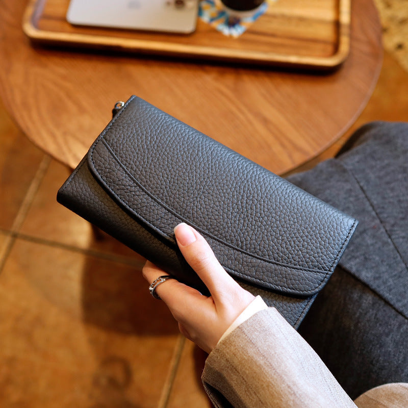 Long Womens Genuine Leather Clutch Bag