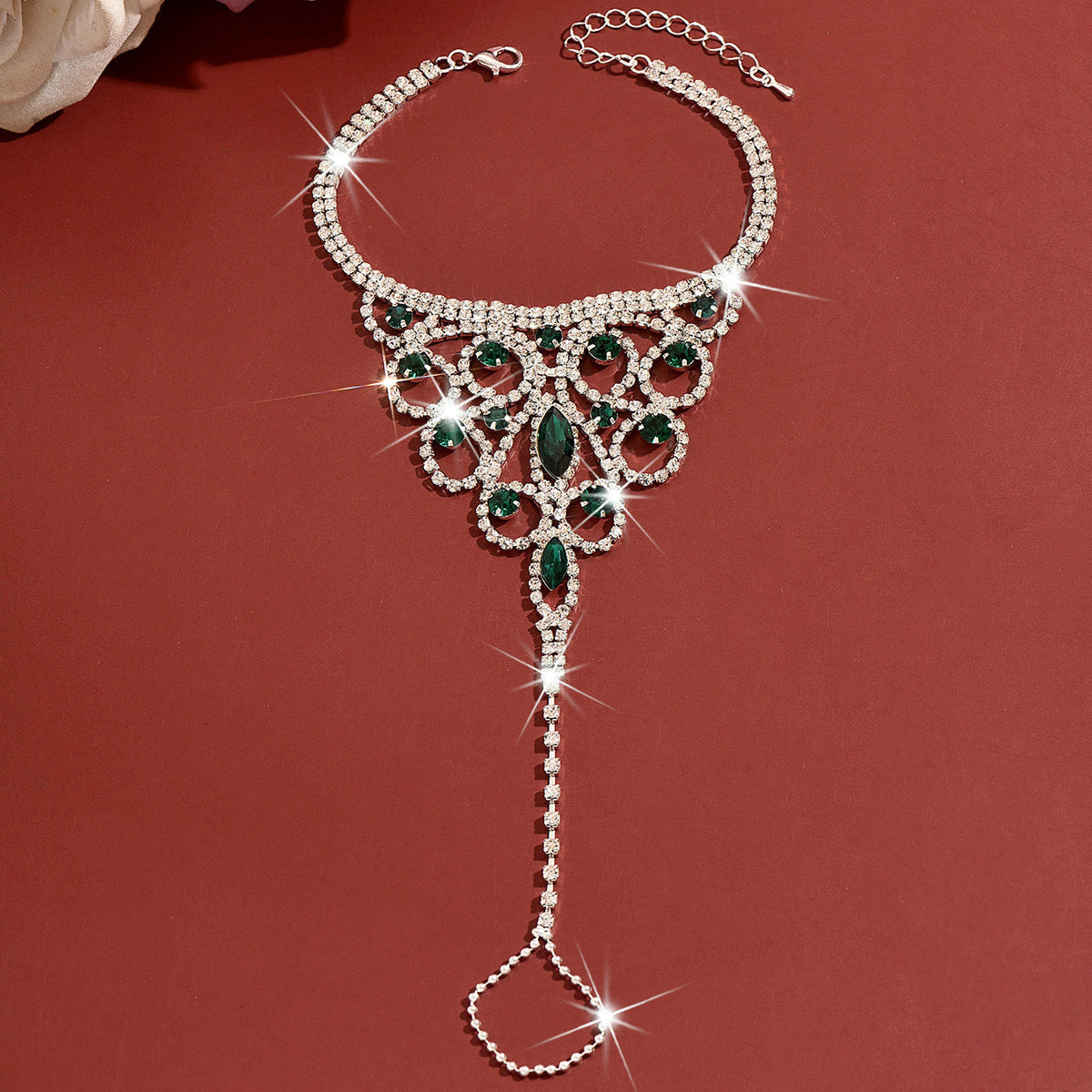Light Luxury And High-End Feel, Eco-Friendly Rhinestone Flower Anklet, Fashionable And Sweet Holiday Style Foot Ring, Integrated Foot Chain And Ankle Bracelet
