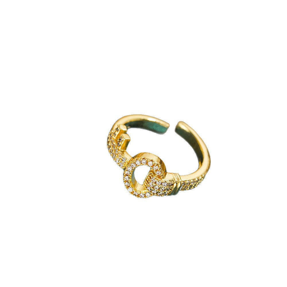 Cross-border Light Luxury Style Key-shaped Full-diamond Elegant Ring, Exquisite Ring Design, High-end Fashion Zircon, Adjustable, Wholesale