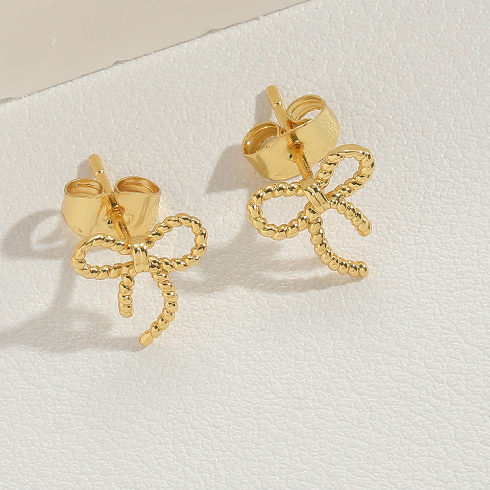 Retro Niche Trendy Gothic Bow Stud Earrings