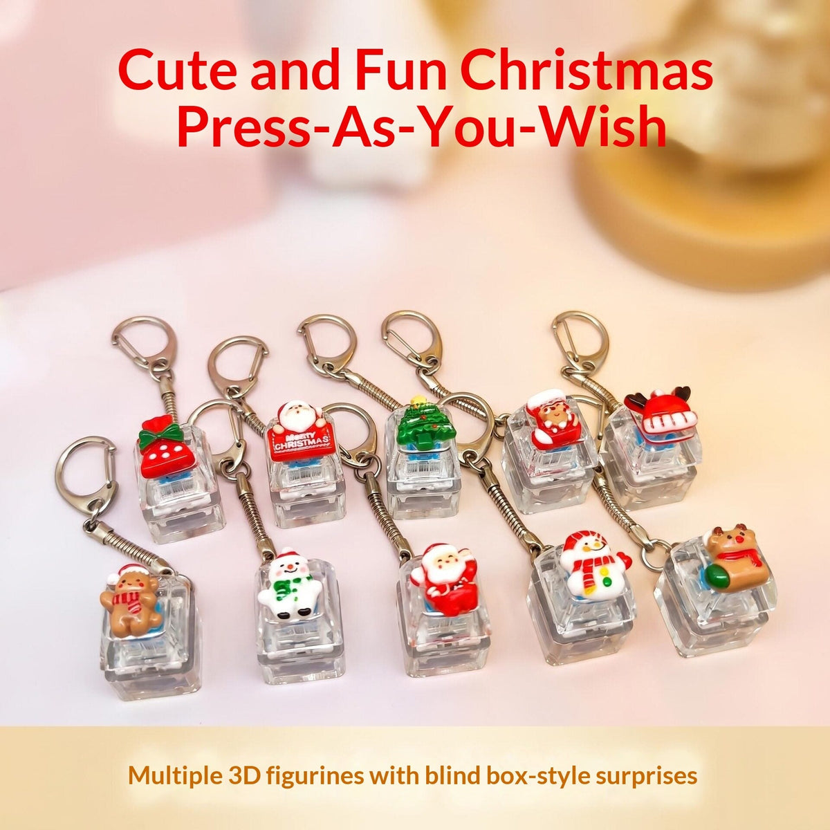 Single-button Christmas Cartoon Stress-relief Keychain