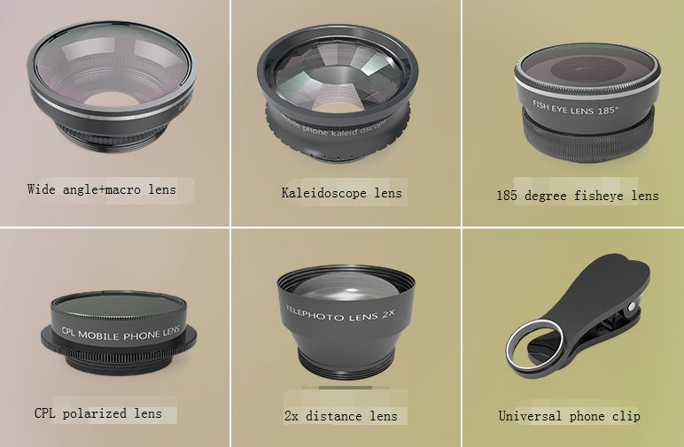 New mobile lens photography special effect lens suit MX-606 kaleidoscope fish eye wide angle polarizing lens