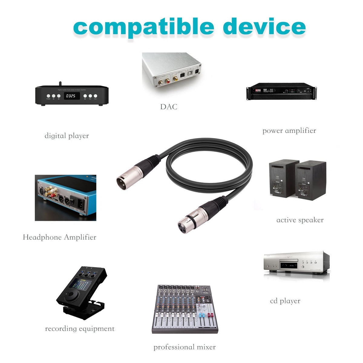 Full Balance Cannon Microphone Audio Cable