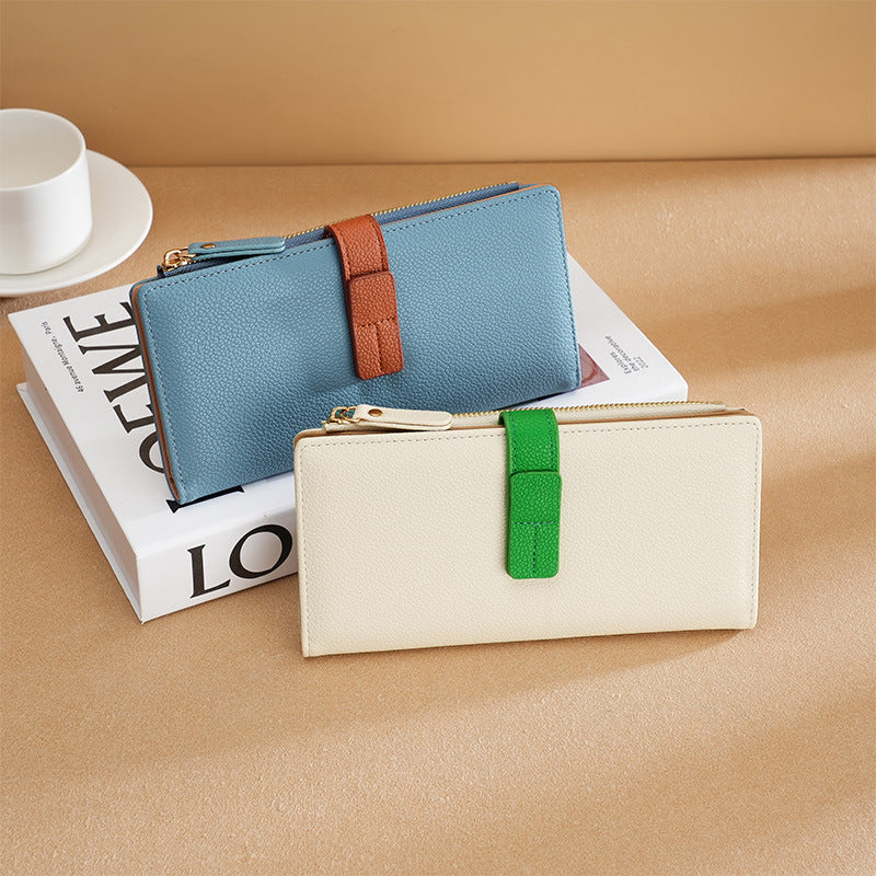 Long Multiple Card Slots Zipper Bag Buckle Korean Style High Sense Women's Wallet