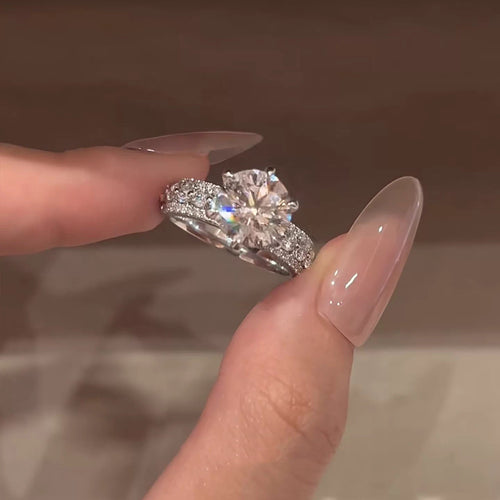 2026 New Fashion Paved Zircon Band Ring For Women, Luxury Elegant Dazzling Adjustable Index Finger Ring, High-End Jewelry